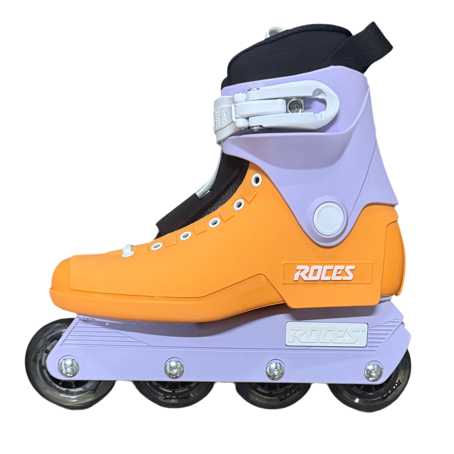Roces 1992 Orange and Lavender Skate with BLACK LINERS - 8us