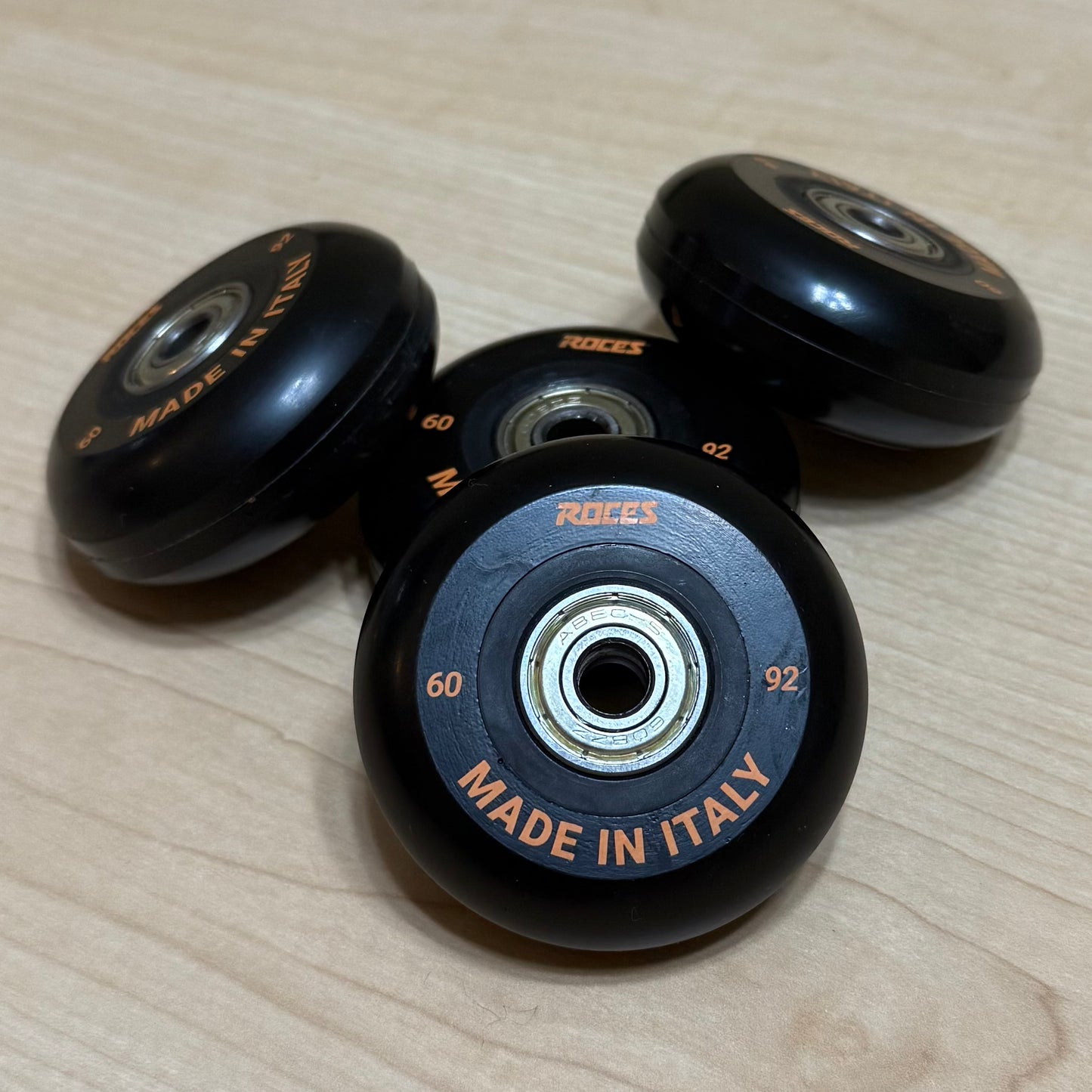 Roces Made in Italy Wheels with ABEC 5 Bearings (Orange Writing)