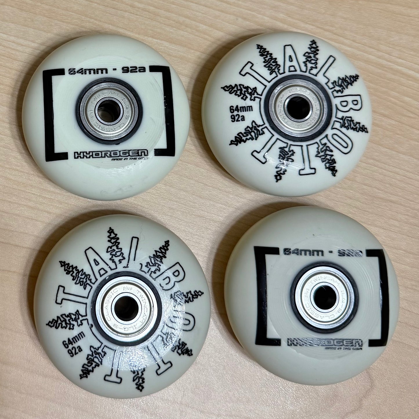 Rollerblade Hydrogen Blank Cameron Talbott Pro 64mm 92a Wheels with Bearings (4pack)