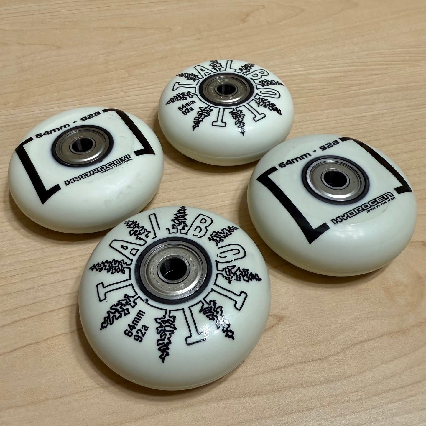 Rollerblade Hydrogen Blank Cameron Talbott Pro 64mm 92a Wheels with Bearings (4pack)