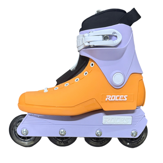 Roces 1992 Orange and Lavender Skate with BLACK LINERS - 8us