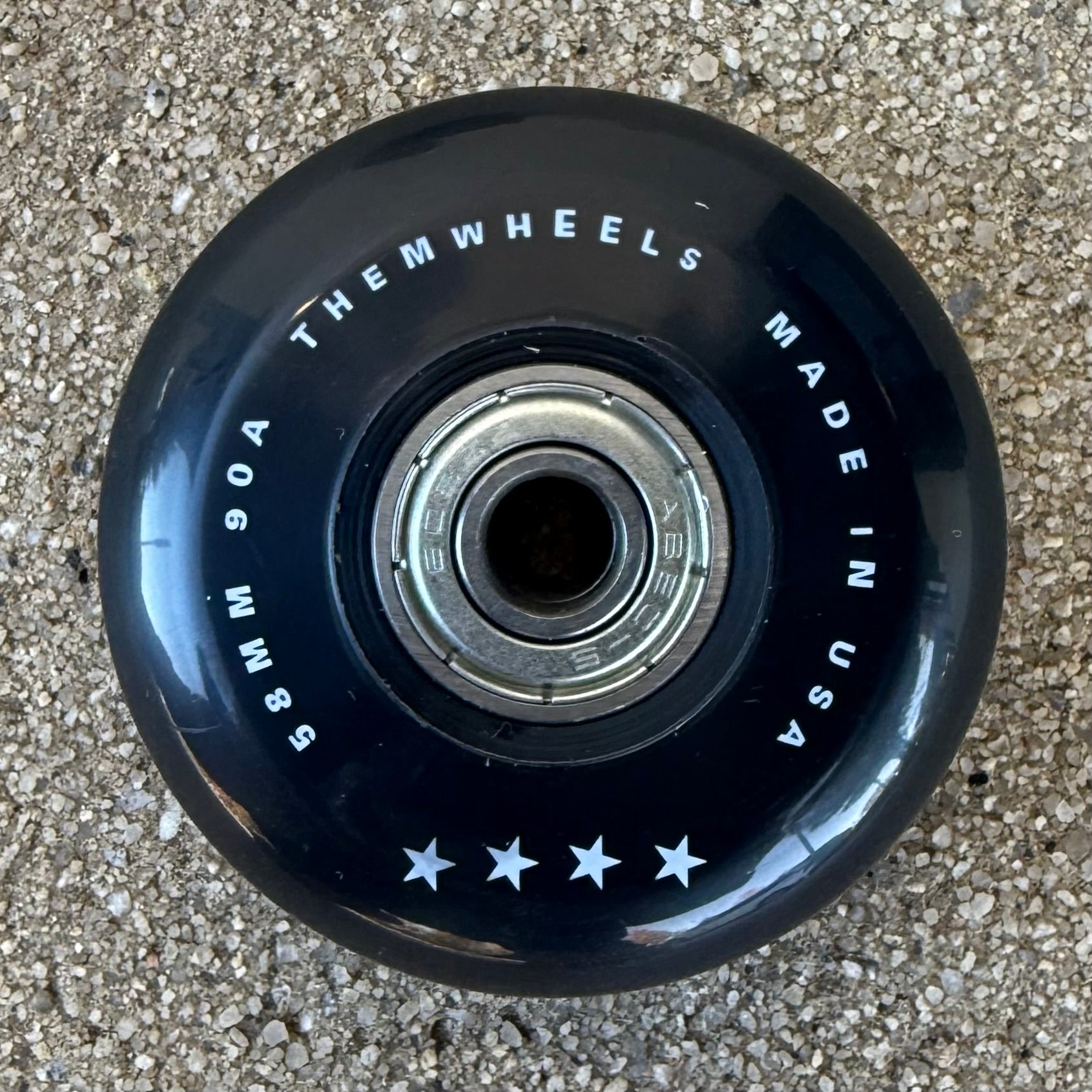 Them Stock Team Wheel 58mm 90a with ABEC 5 Bearings (4 pack) - Black - Made in China - Oak City Inline Skate Shop