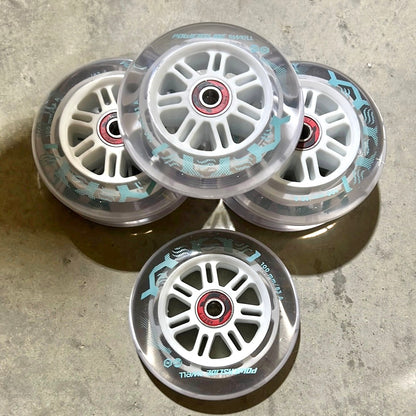 Powerslide Clear Swell Wheels 100mm 83a with Abec 7 Bearings ($19 for a 6 pack)