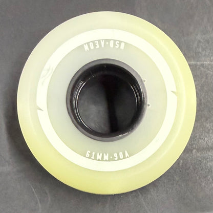 USD Aeon Stock Wheel 61mm 90a (White print) *Yellowing Urethane Discount* - Oak City Inline Skate Shop