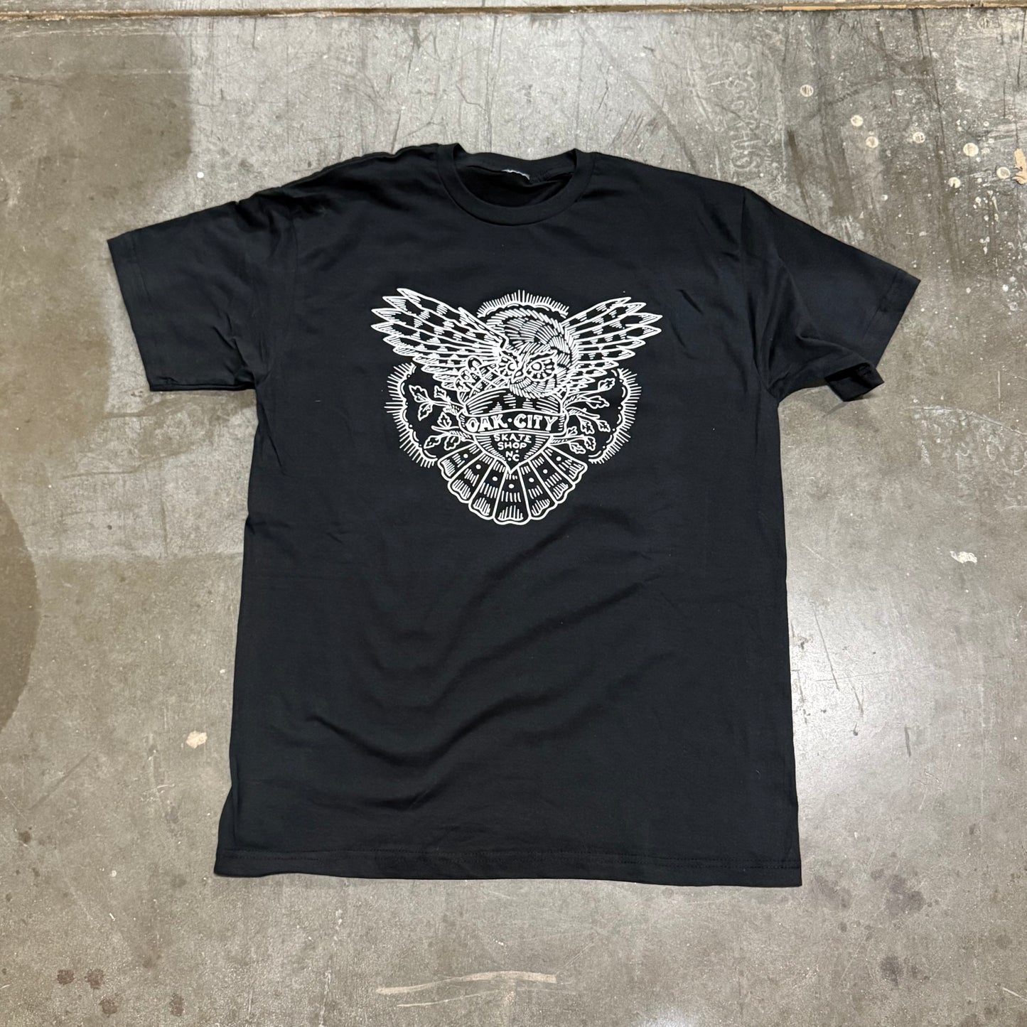 Oak City Inline Skate Shop Owl Tee (Black)