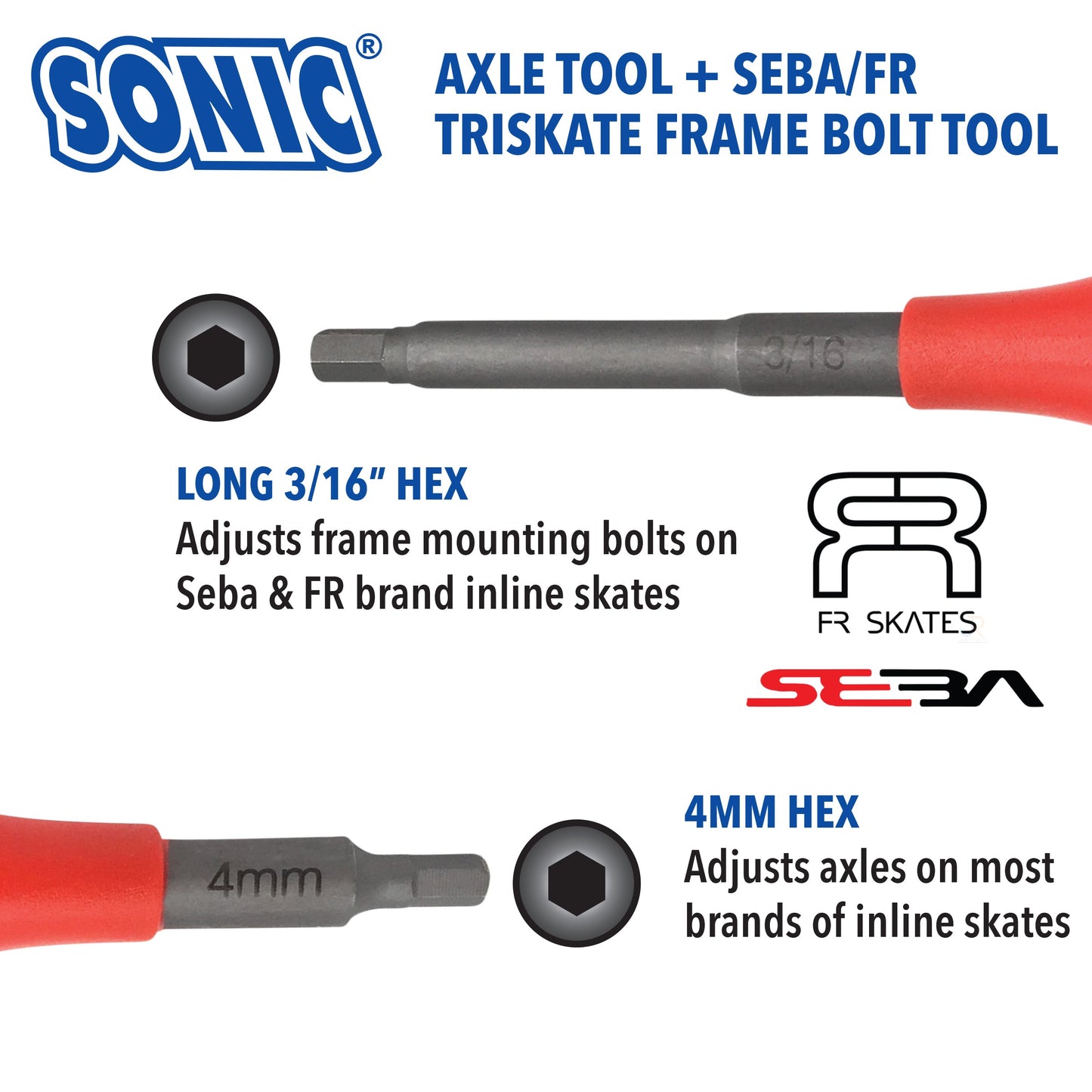 Sonic 7-in-1 Skate Tool for FR FREE SKATES ONLY (RED): Pro Tool+F