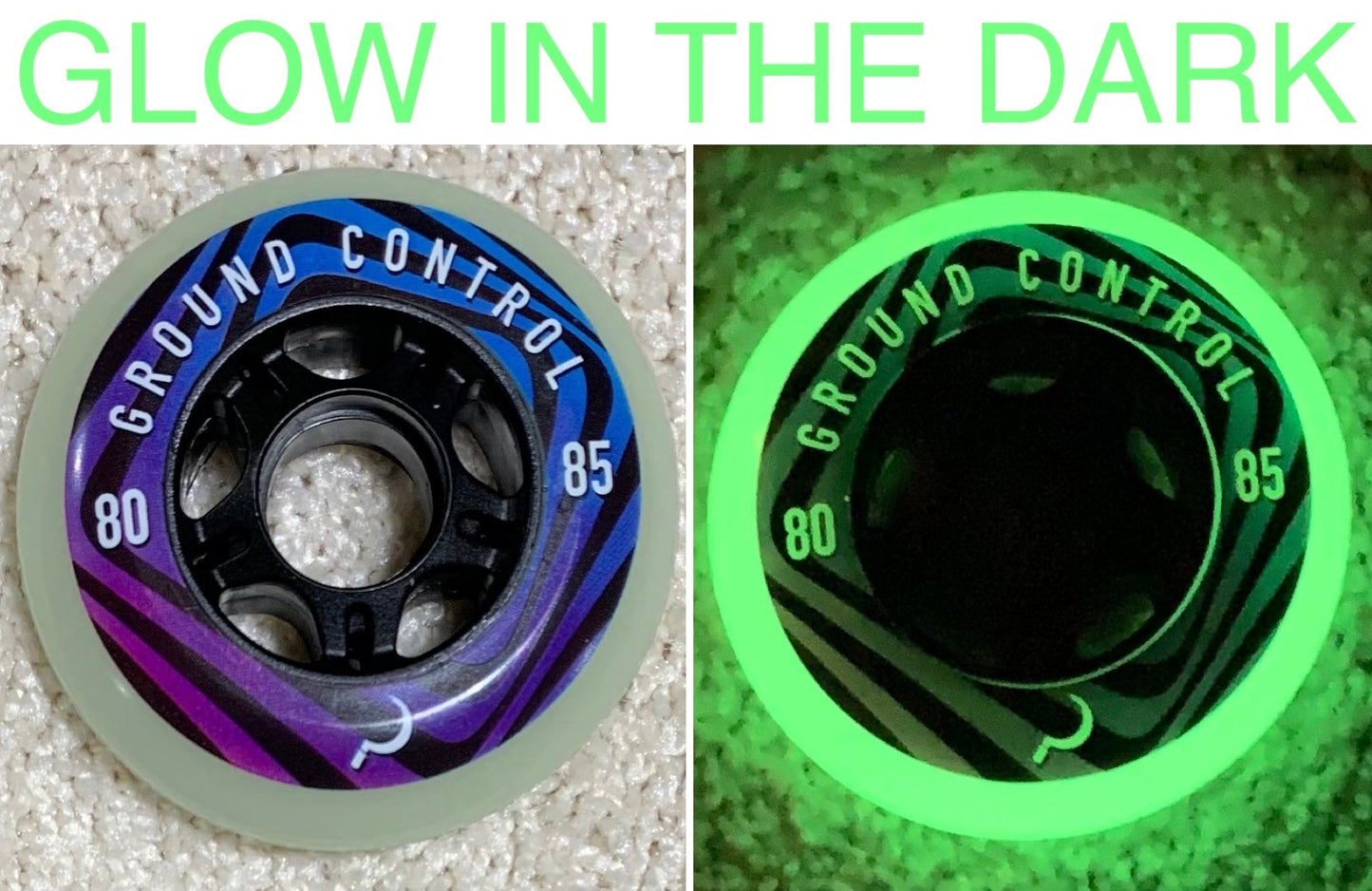 Ground Control 80mm Glow In The Dark Wheel (4 pack)